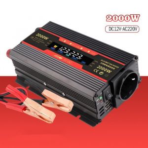 Convertisseur 12v 220v 2000W convertisseur de Tension Onduleur avec &eacute;cran LCD