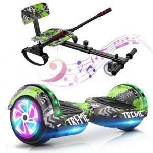 Hoverboard 65+Hoverkart Ensemble vert Autonomie 7-8km160W Bluetooth &Eacute;clairage LEDChargeur dorigineId&eacute;al pour Enfants