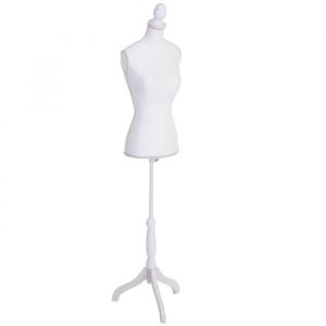Mannequin de couture T220 mousse synth&eacute;tique torse f&eacute;minin ~ blanc avec dentelle