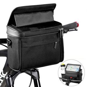 5L Sacoche Velo Guidon avec &Eacute;cran TactilePanier V&eacute;lo Avant avec Adaptateur Installation Retrait RapidesSac pour Velo Avant