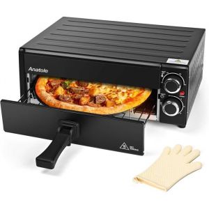 Four À Pizza Électrique 12 Po 1800W Appareil Pizza Interieur Temps Température Réglable Pizza Oven Multifonctionnel Avec