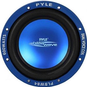 1 PYLE PLBW84 bleu sub subwoofer voiture de 300 watt rms et 600 watt max 8 20 cm 200 mm woofer dvc double bobine 4 + 4 ohm 1 piece