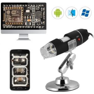 Microscope Numérique XCSOURCE 40X-1000X Zoom USB avec 8 LED et Stand TE895 - Blanc