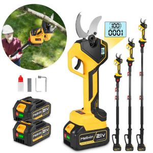 S&eacute;cateur &eacute;lectrique sur perche - MELLWIN - MellWin - Coupe 50 mm - Perche t&eacute;lescopique 97/137/180 cm - 2x3000mAh