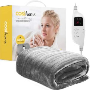 Cosi Home Couverture Chauffante Electrique extra-large Lavable en machine Télécommande Minuterie et 9 réglages de chaleur - Gris