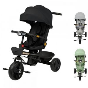 Poussette triporteur avec capote solaire - MIPAN - Tricycle b&eacute;b&eacute;4 en 1 - Avec S&eacute;curit&eacute; 5 points +Musique + Lumi&egrave;res - Noir