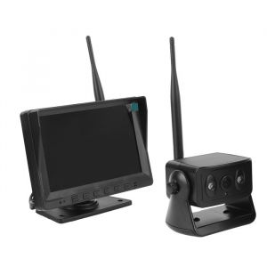 SALALIS Cam&eacute;ra de recul solaire sans fil Cam&eacute;ra de sauvegarde magn&eacute;tique solaire sans fil &eacute;cran IPS de 7 pouces auto recul