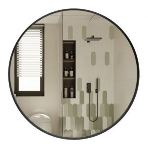 CASSILANDO de 70 cm de diamètre Miroir rond noir miroir mural rond grand miroir de salle de bain miroir de courtoisie mural