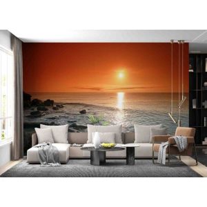 Papier Peint Panoramique 3D Paysage de mer coucher de soleil ciel 3D Poster Geant Mural pour Chambre D&eacute;coration Murale 350&times;256cm