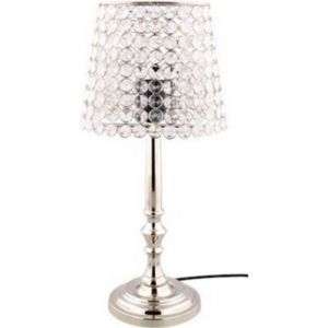 GRANDE LAMPE DE TABLE DESIGN METAL BAROQUE PAMPILLE PERLE CHEVET BRILLANT