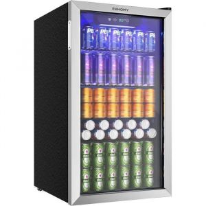 R&eacute;frig&eacute;rateur &agrave; Boissons 91L-EUHOMY 126 canettes-Mini Frigo-cong&eacute;lateur froid-ventil&eacute; &agrave; d&eacute;givrage automatique-Argent