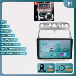 1G+32G 2din autoradio Android 13 pour Peugeot 307 307CC 307SW 2002-2013  lecteur multimédia de voiture GPS stéréo Navigation WiFi