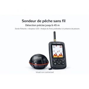 Sondeur de p&ecirc;che sans fil portable &ndash; Capteur flottant &ndash; D&eacute;tecteur poissons et relief &ndash; &Eacute;cran couleur