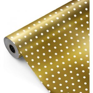 Rouleau de papier cadeau grand rouleau 62 cm x 100 m • Couleur FOND DORÉ POIS BLANC • Idéal pour : Magasins Entreprises Magasins