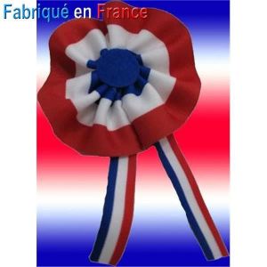 Cocarde Tricolore France Ø100mm - Pour 14 juillet conscrits manif - Adulte - Blanc - Utilisation Extérieur