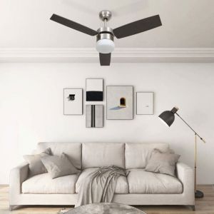 vidaXL Ventilateur de plafond lampe et télécommande 108cm Marron foncé 51491