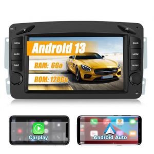 AWESAFE Autoradio 4G Android 13 6Go+128Go pour Mercedes Benz CLK W209 W203 W463 W208 avec Carplay Android Auto 7  &Eacute;cran GPS FM