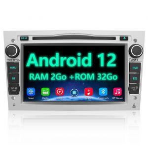 AWESAFE Autoradio Android 12 2Go+32Go CD/DVD pour Opel Voiture 7 Pouces unité de tête stéréo Voiture 2 Din GPS Navigateur Argent