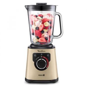 MOULINEX LM871A10 Blender Mixeur 1200 W Puissant Capacité utile 15 L Lames Powelix Nettoyage facile PerfectMix + Or/Noir
