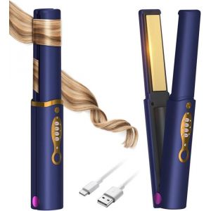 Fer &Agrave; Lisser Sans Fil Titanium 2 EN 1Lisseur Boucleur Cheveux 5000 mAhLisseur Cheveux de VoyageLisseur Cheveux Rechargeable Sans
