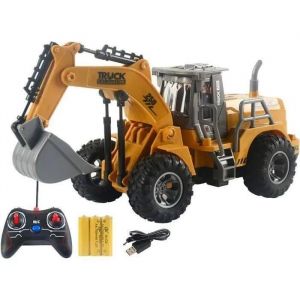 Pelleteuse Télécommandée en Métal  Creuse avance recule et tourne  Jouet engin de chantier pour 3 4 5 6 ans Tracteur