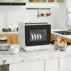 Mini lave-vaisselle compact 4 couverts lave-vaisselle de table 6 programmes commandes tactiles r&eacute;servoir 6 L blanc