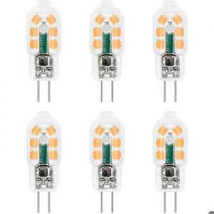 Ampoule G4 LED 12V 2W Blanc Chaud 3000K 200lm &Eacute;quivalent 10-20W Halog&egrave;ne Non-dimmable Bi-pin Lot 6 [Classe F] Lustre Lampe Table