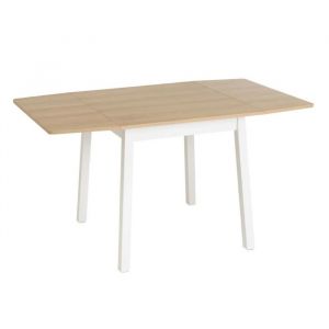 Table &agrave; manger extensible table de cuisine coloris ch&ecirc;ne naturel/ Blanc - Longueur 77- 138 X Largeur 80 X Hauteur 74 CM