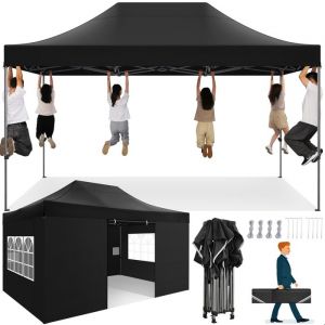 Tonnelle Pliante de Jardin 3x4.5m Imperméable avec 4 Parois Latérales Barnum Professionnel Protection UV Chapiteau Pliable - Noir