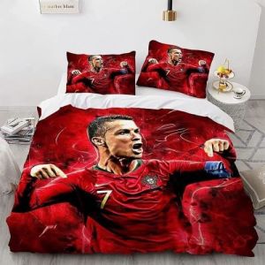 Parure de couette - Cristiano Ronaldo - 220x240cm - Microfibre - Hypoallergénique - Design contemporain