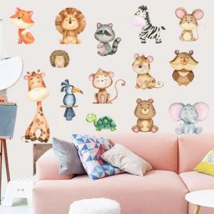 Stickers muraux animaux girafe lion singe maternelle salle de classe décorations murales chambre denfants stickers muraux
