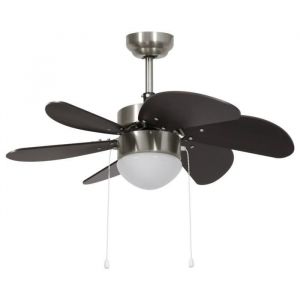 Ventilateur de plafond avec lampe - VIDAXL - 76 cm - 3 vitesses - Marron foncé