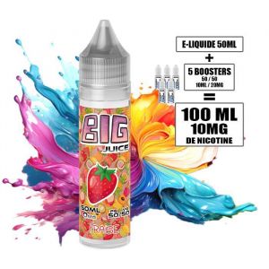 E-LIQUIDE 100ML dos&eacute; en 10MG de nicotine - AROME : FRAISE - BIG JUICE