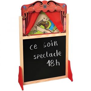Th&eacute;&acirc;tre de marionnettes en bois - JB BOIS - 410014 - Rouge - Pour enfant - Mixte