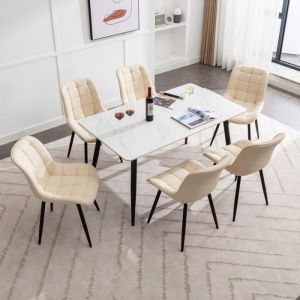 Chaises de salle à manger ensemble de 6 chaises de cuisine en simili-cuir et chaises de salle à manger en maille blanches