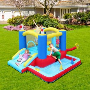 LALAHO - Aire de Jeux Gonflable avec Souffleur pour Enfant Trampoline TobogganPiscine à balles 280x250x170cm