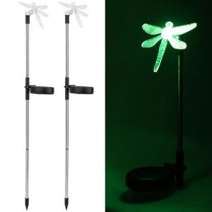 &Eacute;clairage de pelouse - SALALIS - Lampe de jardin libellule - Solaire - LED - Couleurs changeantes
