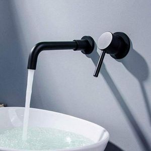 Mitigeur Lavabo de salle de bain mural en laiton noir avec bec rotatif à 360 degrésMitigeur Lavabo Encastré Robinet de Lavabo