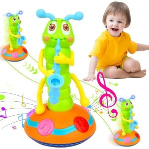Jouet de Danse Chenille Électrique - Chenille Saxophone avec Lumière et Musique - Couleurs Vives - 3 ans et +