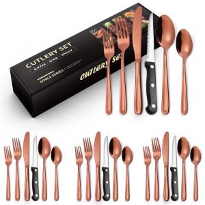 M&eacute;nag&egrave;re 24 pi&egrave;ces - INSFITY - Ensemble de Couverts en Acier Inoxydable Rose - Service pour 4