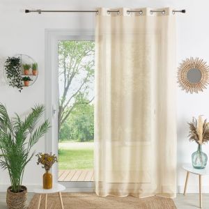 Voilage uni &agrave; oeillets grande largeur Ecru 160x240 cm