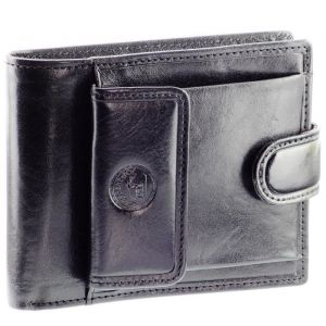 Portefeuille cuir Noir N1528 - ÉLÉPHANT DOR - Portefeuille à litalienne - Homme - Cuir - Noir - Or