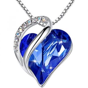Collier Femme - RMEGA - Pendentif Coeur - Cristal - Plaqué Or Blanc - Tanzanite Violet