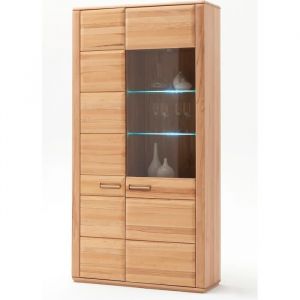 Vitrine combin&eacute;e coloris h&ecirc;tre huil&eacute; - Longueur 107 x Hauteur 209 x Profondeur 38 cm