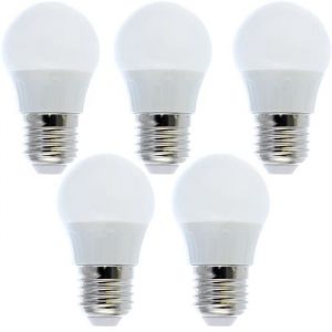 Ampoules LED E27 5W Blanc Froid - Lot de 5 - Forme Globe - Puissance &eacute;quivalente 40W - Classe &eacute;nerg&eacute;tique A+