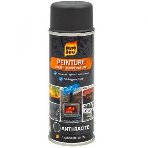 Peinture haute temp&eacute;rature - PYRO FEU - Gris anthracite - 400 ml - Utilisation ext&eacute;rieure - M&eacute;taux ferreux