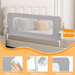 MIPAN. Barrière de Lit Bébé-Barrière De Lit Adulte-Barre De Securite Lit -Élargissement-Réglable+Pliable+Anti-Chute-Gris
