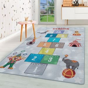 Homebyhome Tapis enfant motif marelle coloris gris 80x120 cm tapis chambre enfant tapis chambre bébé