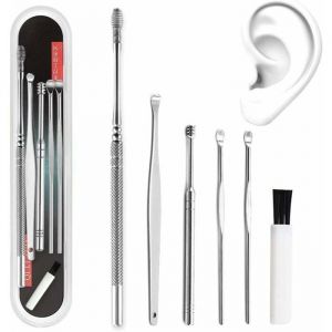 6PCS C&eacute;rumen Curette Cure-Oreilles Nettoyeur M&eacute;dical Cure Oreilles INOX pour Oreille en Acier INOX Cire doreille Remover Ear Picks