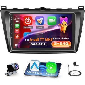 Autoradio 9 Inch Android 15 GPS CarPlay-Pour Mazda 6 2007-2012-WiFi Bluetooth-2+64G-F-M/RDS+GPS Navi-Avec cam&eacute;ra Arri&egrave;re